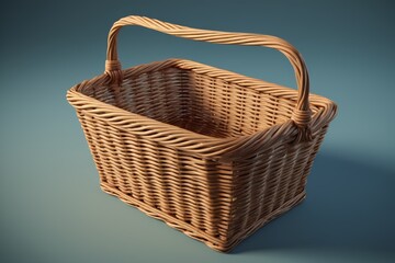 Wall Mural - there is a wicker basket with a handle on a blue background