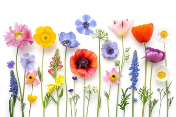 Wildflowers set. Hand drawn, Collection of wildflowers.