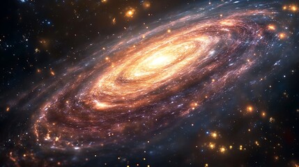 Wall Mural - Vivid neon fractal patterns spiraling through a galaxy filled with light