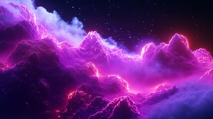 Wall Mural - Expanding neon fractals creating an otherworldly cosmic aesthetic