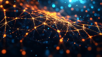 Wall Mural - Abstract fractal webs illuminated by neon light in a cosmic atmosphere