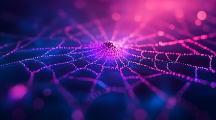 Wall Mural - Abstract fractal webs illuminated by neon light in a cosmic atmosphere