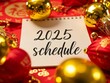 © scarlett - closeup the notebook with 2025 schedule and Christmas new background.financial plan and strategies. Annual plan and development for achieving goal.Time management,business and financial concept