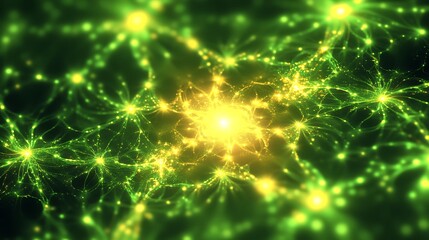 Wall Mural - Radiant fractal designs glowing with neon energy in an abstract universe