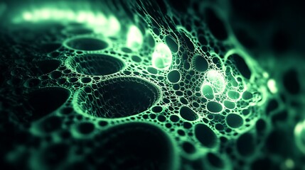 Wall Mural - Abstract neon fractals merging with galactic light in a dark space environment