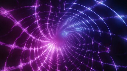 Wall Mural - Pulsing neon fractals expanding endlessly through interstellar depths