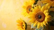 © Thirakun - Vibrant sunflowers contrasting against a cream-colored canvas with soft highlights