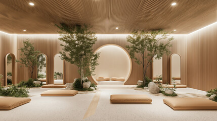 Wall Mural - Serene Sanctuary: Modern Minimalist Yoga Studio Design 