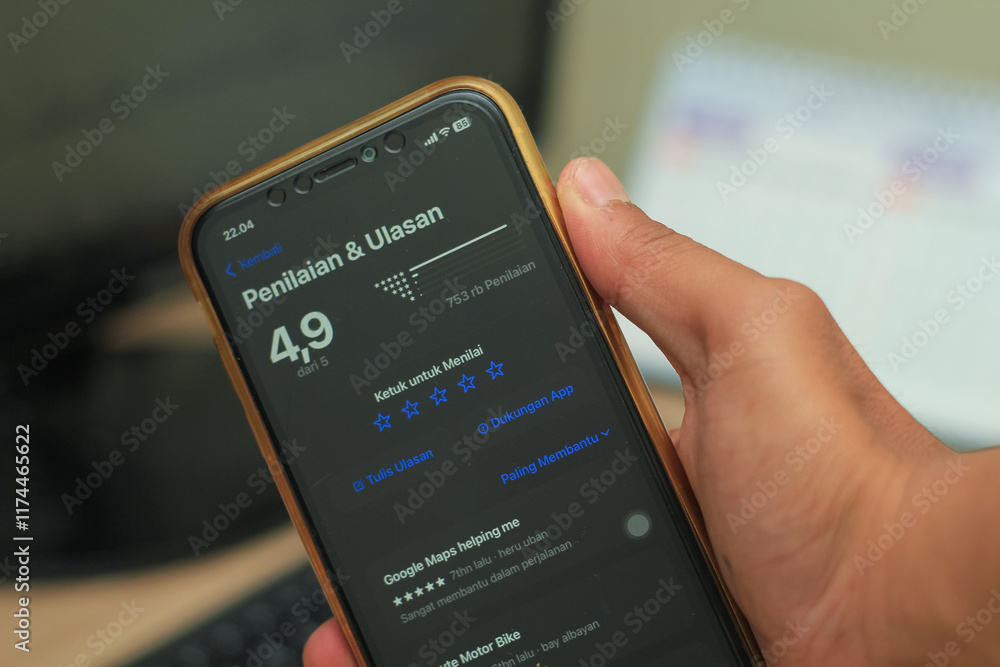 Bandung, Indonesia January 04 2025 Asian man hand holding iPhone