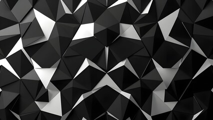 Abstract 3d rendering of chaotic polygonal shape. Futuristic background design.