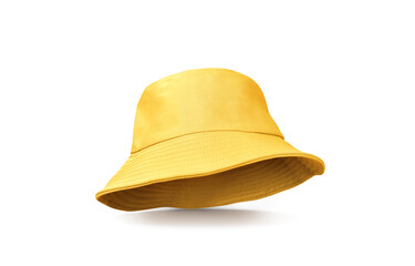 Wall Mural - Yellow bucket hat isolated on white background.