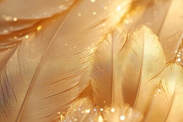 Sticker - golden feather background