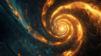 Wall Mural - Abstract spiral tunnel with transparent glowing edges creating depth