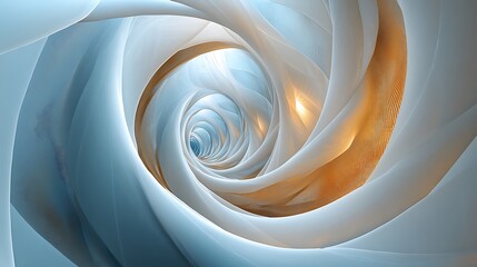 Wall Mural - Abstract spiral tunnel with transparent glowing edges creating depth