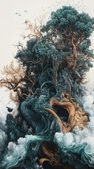 Wall Mural - Surreal Forest: A Dreamlike Landscape Painting