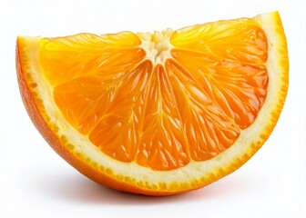 Wall Mural - Close-up of a Freshly Cut Orange Slice Isolated on White