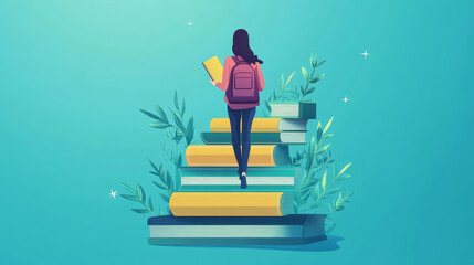 Wall Mural - online education isometric concept vector illustration. mobile phone screen, cloud with library and 