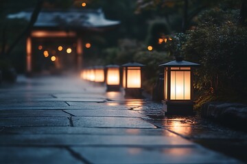 Canvas Print - Path in the night, japan travel