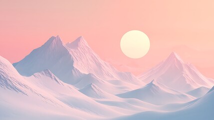 Wall Mural - Abstract pastel background with moon and mountain.