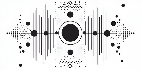 Poster - Abstract Monochrome Pattern: Geometric Symphony 