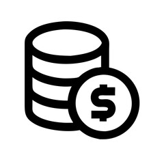 A stack of coins with a dollar sign, symbolizing wealth, savings, and financial prosperity.Vector minimalistic linear icon 