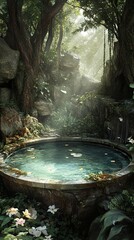 Canvas Print - Enchanted Forest Pool: A Serene Landscape