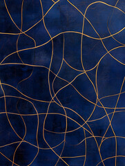 Wall Mural - Abstract Navy Blue and Gold Swirls 