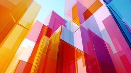 Wall Mural - vibrant glass architecture: abstract colorful blocks