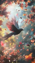 Wall Mural - Majestic Bird in Flight: An Autumn Fantasy