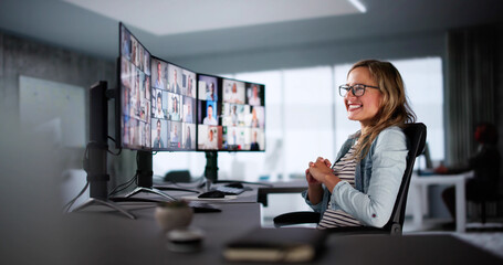 Aufkleber - Video Conference Call. Remote Virtual Meeting