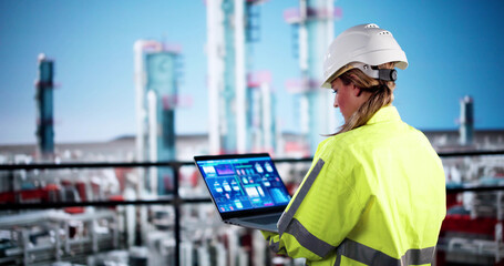 Poster - Woman Working In Power Plant Electricity