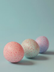 Wall Mural - easter, holidays, tradition and object concept - close up of colored easter eggs