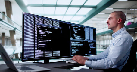 Fototapete - Web Developer Coding On Computer