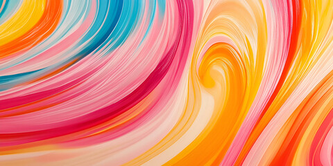 Wall Mural - Abstract Swirls of Color: Vibrant, swirling hues of pink, orange, yellow, and blue create a mesmerizing abstract background with a dynamic, almost hypnotic effect.