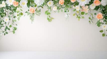 Wall Mural - a white wall with a floral border