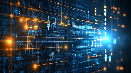 Abstract Digital Data Stream Network Visualization