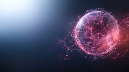 Wall Mural - a red and pink sphere with a blue background