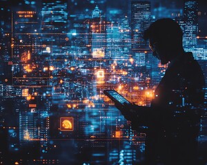 Aufkleber - A businessman using a mobile device