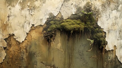 Wall Mural - Green Moss on a Weathered Wall