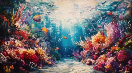 Poster - Vibrant Underwater Landscape with Colorful Coral Reef