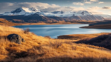 Canvas Print - Snow-Capped Mountains Reflecting in a Tranquil Lake