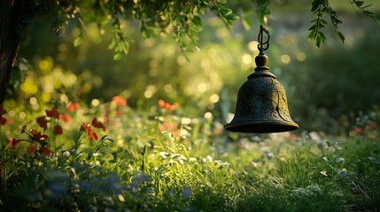 Wall Mural - Serene Garden Bell: A Summer's Day in Nature