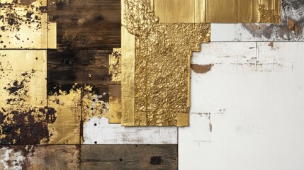 Wall Mural - Abstract Gold and Wood Paneling