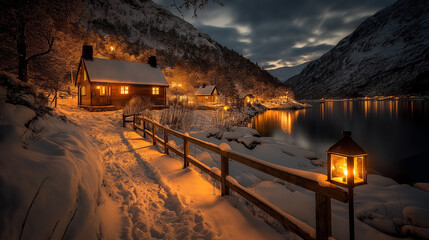 Wall Mural - Snowy landscape.