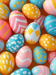 Wall Mural - Colorful background of easter eggs collection, easter celebration