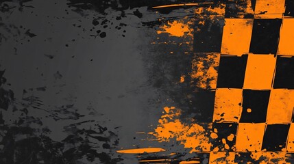 Poster - Abstract checkered flag graphic design with grunge texture.
