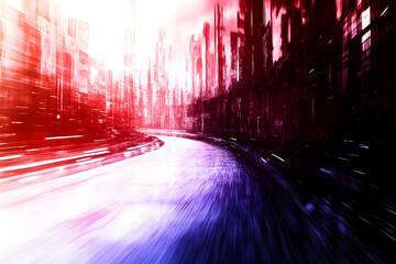 Wall Mural - Abstract Cityscape Road Illustration