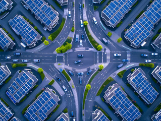 Wall Mural - Aerial View Solar Panel Housing Development