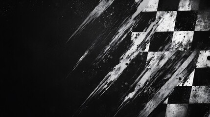 Aufkleber - Grunge checkered flag background with paintbrush strokes.