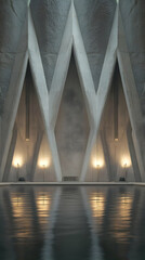 Wall Mural - 3D Architectural Illustration: Concrete Geometry and Reflections